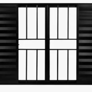 VENEZIANA DE CORRER 6 FOLHAS COM GRADE LINHA MODULAR - ALUMÍNIO PRETO INOVAX
