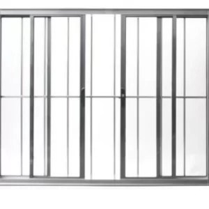 VITRÔ DE CORRER 4 FOLHAS COM GRADE LINHA MODULAR - ALUMÍNIO BRILHANTE INOVAX