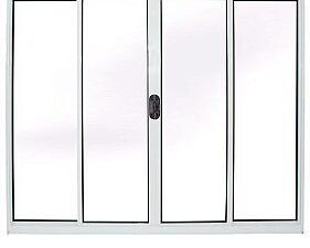 VITRÔ DE CORRER 4 FOLHAS SEM GRADE LINHA MODULAR - ALUMÍNIO BRANCO