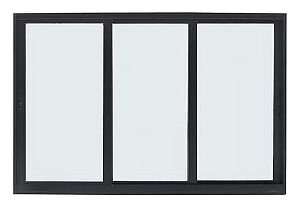 VITRO 3 FOLHAS MÓVEIS SEM GRADE LINHA PREMIUM 25 ALUMÍNIO PRETO ATLÂNTICA