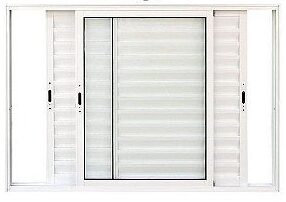 VENEZIANA 3 FOLHAS COM GRADE LINHA NORMATIZADA - ALUMÍNIO BRANCO