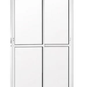 PORTA BALCÃO 2 FOLHAS ALUMÍNIO BRANCO COM FECHADURA E PUXADOR INOVAX