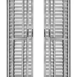 PORTA BALCÃO 6 FOLHAS LINHA MAX COM FECHADURA ALUMÍNIO BRILHANTE - INOVAX