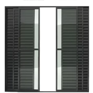 PORTA BALCÃO 6 FOLHAS LINHA CLASSIC 25 ALUMÍNIO PRETO COM FECHADURA INOVAX