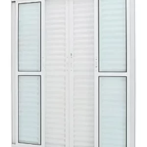 PORTA BALCÃO 6 FOLHAS ALUMÍNIO BRANCO COM FECHADURA E PUXADOR - LINHA MAGNUM 25 INOVAX