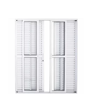 PORTA BALCÃO 6 FOLHAS ALUMÍNIO BRANCO COM FECHADURA LINHA 25 INOVAX