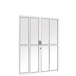 PORTA BALCÃO 4 FOLHAS LINHA CLASSIC 25 ALUMÍNIO BRANCO COM FECHADURA INOVAX