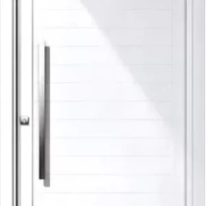 PORTA PIVOTANTE LAMBRIL ALUMÍNIO BRANCO COM PUXADOR INOX + FECHADURA ROLETE INOVAX
