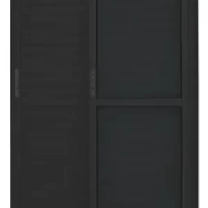 PORTA BALCÃO 3 FOLHAS MÓVEIS LINHA MAGNUM 25 COM FECHADURA E PUXADOR ALUMÍNIO PRETO INOVAX