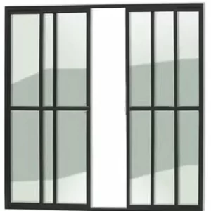 PORTA SACADA 4 FOLHAS LINHA CLASSIC 25 ALUMÍNIO PRETO COM FECHADURA - INOVAX